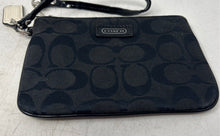 Load image into Gallery viewer, Coach Womens Black Signature Print Corner Zip Travel Wristlet Wallet
