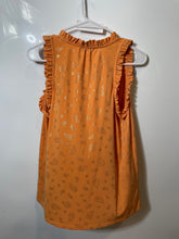 Load image into Gallery viewer, Michael Kors Womens Orange Paisley Print Sleeveless Ruffle Trim Blouse Top Sz M
