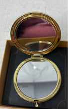Load image into Gallery viewer, Monet Womens Gold-Tone Pearl Round Compact Mirror In Open Box
