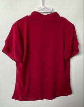 Load image into Gallery viewer, Calvin Klein Womens Red Short Ruffle Sleeve V-Neck Pullover Blouse Top Size M
