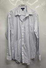 Load image into Gallery viewer, Lands' End Mens White Blue Check Print Tailored Fit Dress Shirt Size 16 1/2
