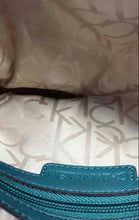Load image into Gallery viewer, Calvin Klein Womens Beige Green Monogram Print Inner Pockets Crossbody Handbag

