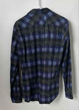 Load image into Gallery viewer, Guess Mens Blue Black Cotton Plaid Print Long Sleeve Button-Up Shirt Size S
