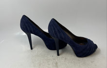 Load image into Gallery viewer, Hugo Boss Womens Blue Suede Peep Toe Slip-On Stiletto Platform Heels Size EUR 38
