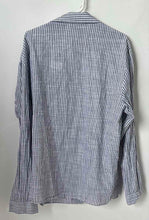 Load image into Gallery viewer, Zara Mens Gray White Striped Print Collared Long Sleeve Button-Up Shirt Size L
