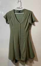 Load image into Gallery viewer, Forever 21 Womens Green Short Sleeve V-Neck Button Front A-Line Dress Size S
