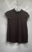 Load image into Gallery viewer, BCBG Womens Brown Polka Dot Short Sleeve Ruffle Neck Blouse Top Size Medium
