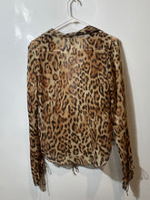 Load image into Gallery viewer, Divided By H&amp;M Womens Brown Animal Print Long Sleeve Blouse Top Size Small
