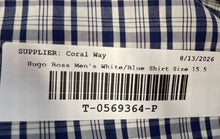 Load image into Gallery viewer, Hugo Boss Mens White Blue Plaid Long Sleeve Dress Shirt Size 15.5 32/33 40
