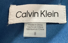 Load image into Gallery viewer, Calvin Klein Womens Blue Glitter Cap Sleeve Back Zip Sheath Dress Size 8
