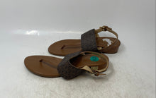 Load image into Gallery viewer, Michael Kors Womens Hannah Brown Monogram Leather Thong Sandals Size 7.5 M
