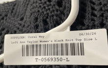 Load image into Gallery viewer, LOFT Ann Taylor Womens Black Long Sleeve V-Neck Open-Knit Pullover Sweater Sz L
