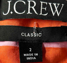 Load image into Gallery viewer, J.Crew Womens Orange Striped Cotton Classic Fit Poplin Button-Up Shirt Size 2
