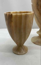 Load image into Gallery viewer, Marble Brown &amp; Beige 3-Piece Stone Decorative Collectible Trophy Cup Vase
