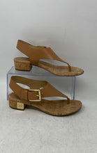 Load image into Gallery viewer, Michael Kors Womens SG17D Brown Leather Block Heel Thong Sandals Size 6M
