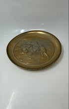 Load image into Gallery viewer, Antique Farmer Plowing A Field Scene Relief Brass-Tone Wall Hanging Plate
