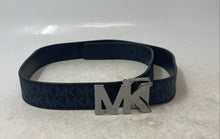 Load image into Gallery viewer, Michael Kors Mens Black Silver Buckle Signature Reversible Adjustable Dress Belt
