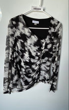Load image into Gallery viewer, Calvin Klein Womens Black White Abstract Print Long Sleeve Blouse Top Size PM
