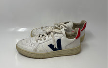 Load image into Gallery viewer, Veja Womens V-10 White Blue Red Leather Lace-Up Low Top Sneaker Shoes Size 7
