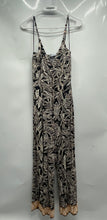 Load image into Gallery viewer, Zara Womens Black Leaf Print Sleeveless Button Front One-Piece Jumpsuit Size L
