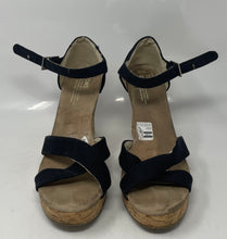 Load image into Gallery viewer, Toms Womens Sienna Black Cork Wedge Heel Ankle Strap Sandals Size 10
