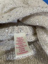 Load image into Gallery viewer, Penguin Womens Beige Sequin Crew Neck Long Sleeve Pullover Sweater Size XS

