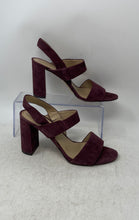 Load image into Gallery viewer, Ann Taylor Womens Burgundy Open Toe Slip-On Block Slingback Heels Size 7.5M
