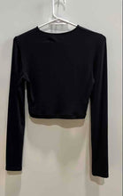 Load image into Gallery viewer, Zara Womens Black Long Sleeve Round Neck Cropped Blouse Top Size Medium
