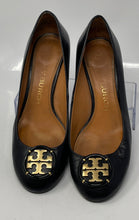 Load image into Gallery viewer, Authentic Tory Burch Womens Chelsea Black Wedge Pump Heels Size 8.5M Damaged
