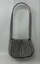 Load image into Gallery viewer, Loft Womens Silver Rhinestone Embellished Magnetic Flap Medium Shoulder Bag
