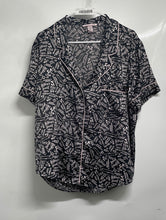 Load image into Gallery viewer, Victoria's Secret Womens Black Pink Graphic Logo Print Collared Pajama Top Sz XL
