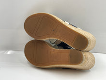 Load image into Gallery viewer, Authentic Tory Burch Womens Ines White Blue Wedge Heel Espadrille Sandals Sz 8M
