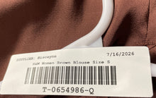Load image into Gallery viewer, H&amp;M Womens Brown Long Sleeve Ruffle-Trim Round Neck Blouse Top Size Small
