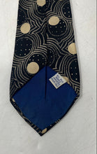 Load image into Gallery viewer, Perry Ellis Mens Black Gold-Tone Printed Silk Adjustable Designer Tie
