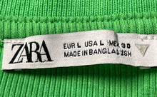 Load image into Gallery viewer, Zara Womens Green Knitted Short Sleeve Collared Polo Cropped Top Size L
