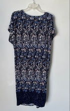 Load image into Gallery viewer, DKNY Womens Multicolor Printed Short Sleeve Ruched Sheath Dress Size XL

