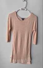 Load image into Gallery viewer, Express Womens Peach Striped 3/4 Sleeve Asymmetric Hem Pullover Sweater Size XS
