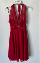 Load image into Gallery viewer, XOXO Womens Red Sleeveless Halter Neck Back Zip A-Line Dress Size M With Tag
