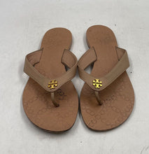 Load image into Gallery viewer, Authentic Tory Burch Womens Monroe Brown Leather Thong Sandals Size 6.5M Damaged

