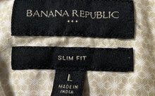 Load image into Gallery viewer, Banana Republic Mens White Beige Printed Slim Fit Button-Up Shirt Size L
