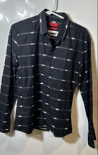 Load image into Gallery viewer, Hugo Boss Mens Black Gray Striped Long Sleeve Slim Fit Button-Up Shirt Size S
