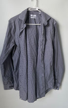 Load image into Gallery viewer, Calvin Klein Mens Gray Printed Slim Fit Non-Iron Long Sleeve Dress Shirt Sz 15.5
