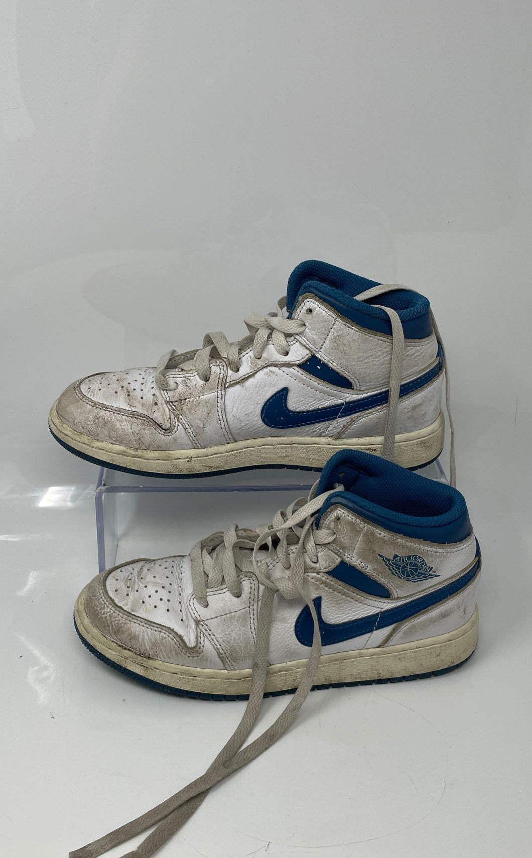 Nike Kids Air Jordan 1 Mid SE FN7432-141 White Blue Sneaker Shoes Size 4.5Y