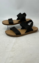 Load image into Gallery viewer, Universal Threads Womens Black Open-Toe Stretch Flat Slingback Sandals Size 6
