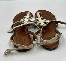 Load image into Gallery viewer, Authentic Tory Burch Womens Phoebe Cream Brown Leather Thong Sandals Size 7.5 M
