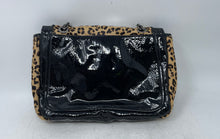 Load image into Gallery viewer, Chico's Womens Black Beige Leopard Chain Strap Turn Lock Crossbody Handbag
