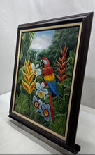 Load image into Gallery viewer, C. Manning Of Red Macaw Parrot Yellow And Blue Feathers Framed Canvas Painting
