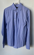 Load image into Gallery viewer, Massimo Dutti Mens Blue Geometric Long Sleeve Spread Collar Dress Shirt Size 16

