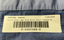 Load image into Gallery viewer, Calvin Klein Mens Blue Striped Print Cotton Short Sleeve Button-Up Shirt Size XL
