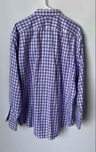 Load image into Gallery viewer, Nordstrom Mens Purple White Plaid Trim Fit Long Sleeve Dress Shirt Size 17.5
